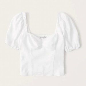 Abercrombie & Fitch Short-Sleeve Cinched Linen-Blend Top